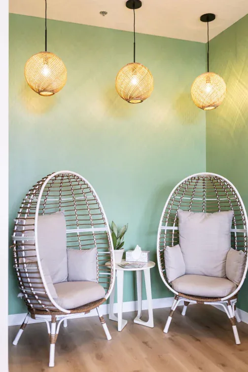 Comfortable seating area in a modern dental office