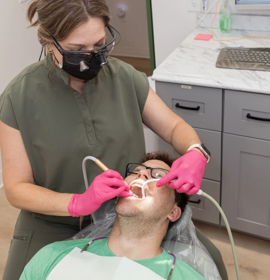 Dentist treating a patient